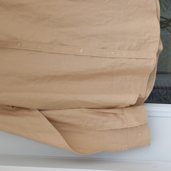 Ralph Lauren Tan 100% Linen Long Sleeve Blouse Excellent Condition Big &Talla - Picture 5 of 10
